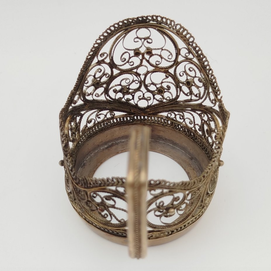 Подстаканник ажурный с цветочным декором, мельхиор (медь-никель), скань, Мстерский завод художественных изделий «Ювелир», СССР, 1956 г.