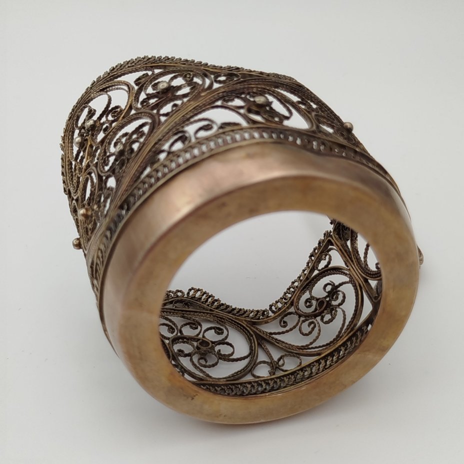 Подстаканник ажурный с цветочным декором, мельхиор (медь-никель), скань, Мстерский завод художественных изделий «Ювелир», СССР, 1956 г.