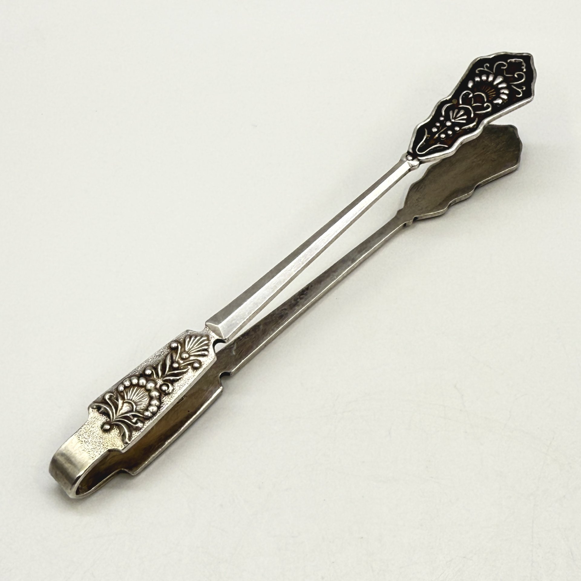 Щипцы для сахара с флоральным декором, металл, СССР, 1970-1990 гг.