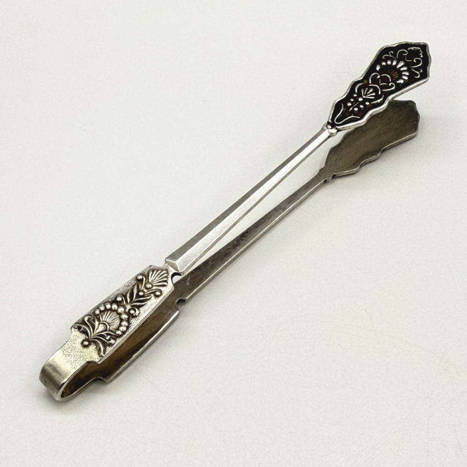Щипцы для сахара с флоральным декором, металл, СССР, 1970-1990 гг.