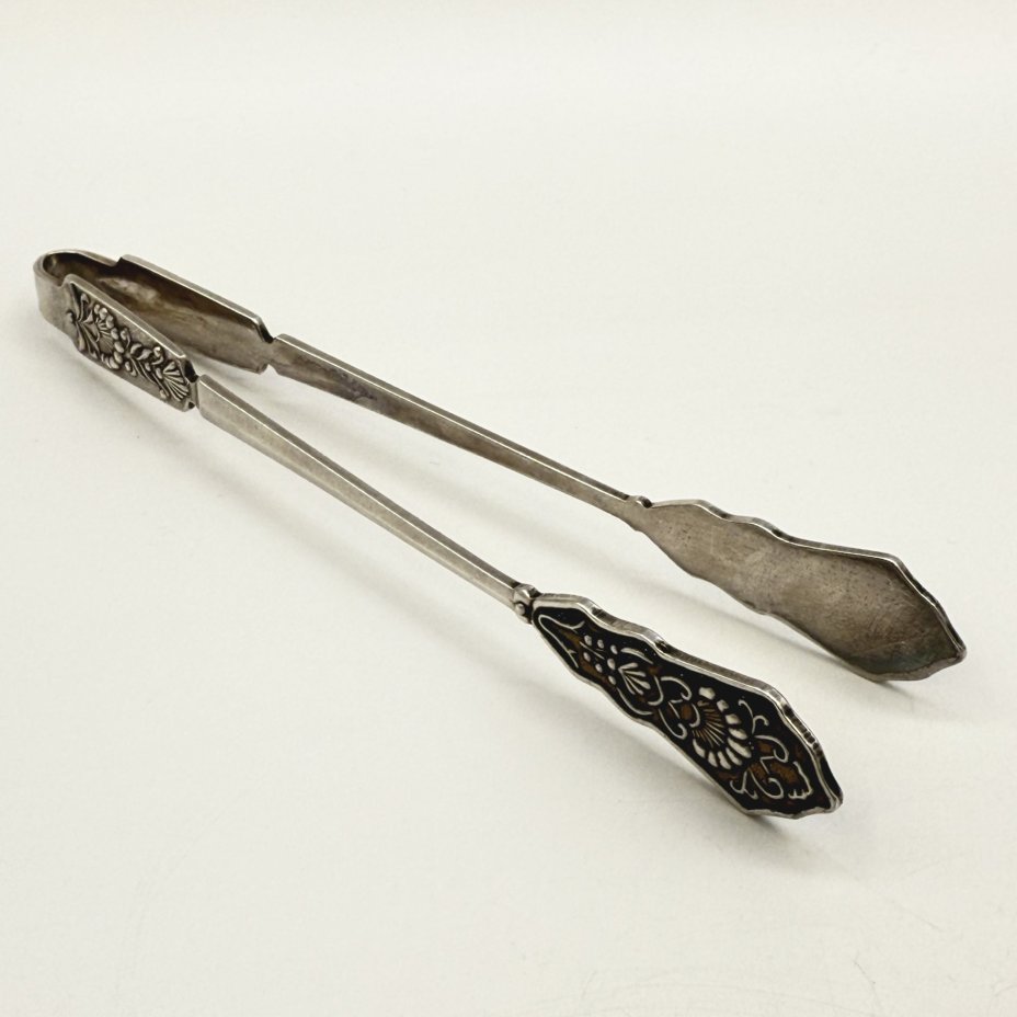 Щипцы для сахара с флоральным декором, металл, СССР, 1970-1990 гг.
