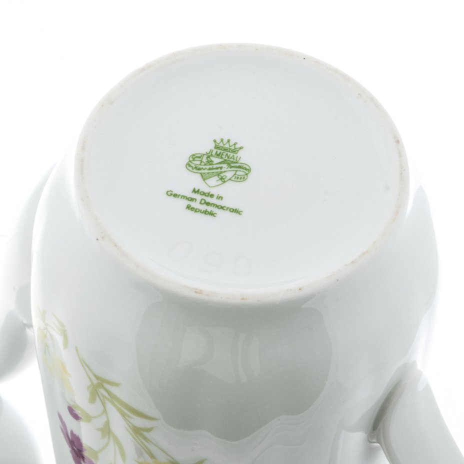 Кофейник с цветочным декором, фарфор, деколь, мануфактура "Ilmenau", Германия, 1970-1990 гг.
