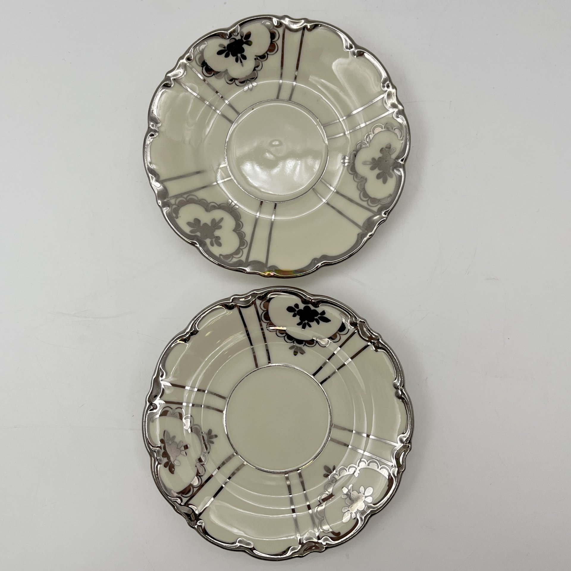 Сервиз тет-а-тет (6 предметов), фарфор, серебрение, Volkstedt Beyer & Bock, Германия, 1950-1970 гг.