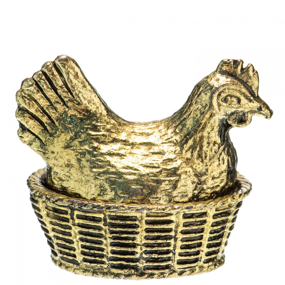 Солонка "Курочка", металл, золочение, эмаль, Великобритания, 1970-1990 гг.