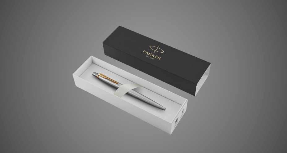 Шариковая ручка Parker Jotter Essential, St. Steel GT, стержень: Mblue, Металлы: нержавеющая сталь, позолота
