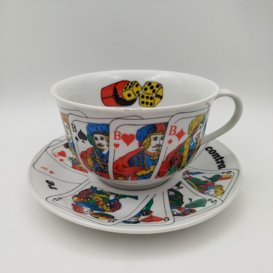 Пара чайная "Игральные карты" ("Contra"), фарфор, деколь, Seltmann Weiden, Германия, 1954-1990 гг.