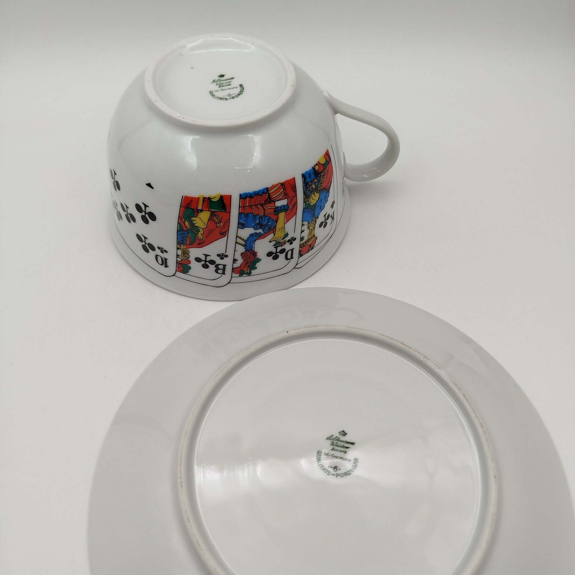 Пара чайная "Игральные карты" ("Contra"), фарфор, деколь, Seltmann Weiden, Германия, 1954-1990 гг.