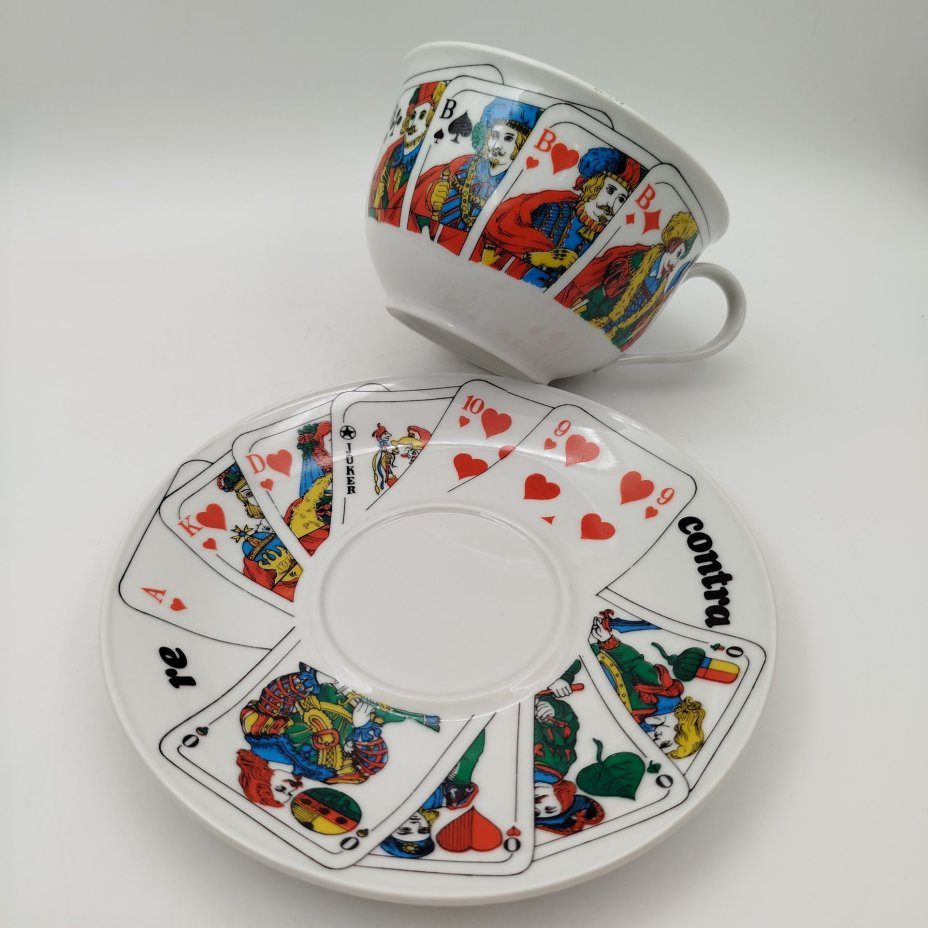 Пара чайная "Игральные карты" ("Contra"), фарфор, деколь, Seltmann Weiden, Германия, 1954-1990 гг., Seltmann Weiden