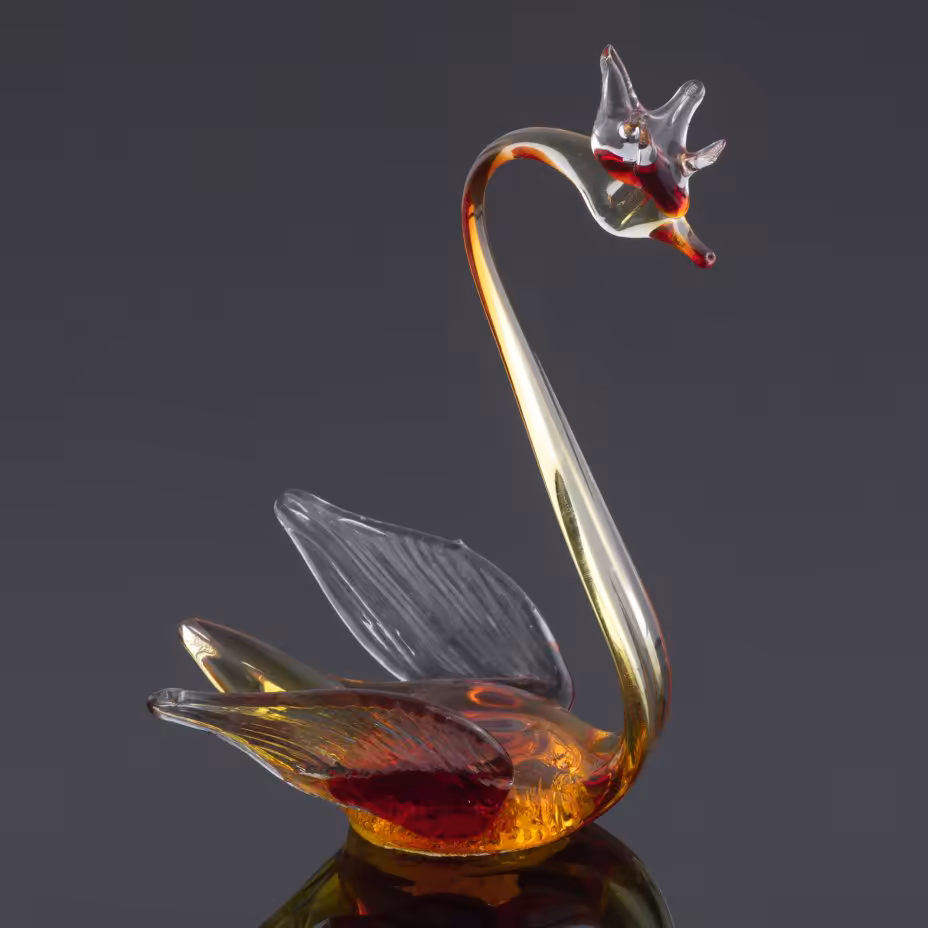 Статуэтка "Лебедь", цветное стекло, СССР, 1970-1990 гг.