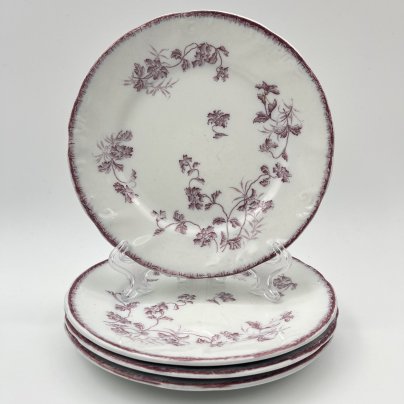 Набор пирожковых тарелок с нежным цветочным декором на 4 персоны, фарфор, деколь, J. & G. Meakin, Великобритания, 1907-1920 гг.