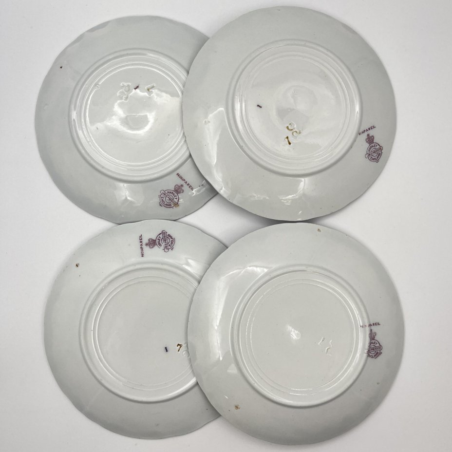 Набор пирожковых тарелок с нежным цветочным декором на 4 персоны, фарфор, деколь, J. & G. Meakin, Великобритания, 1907-1920 гг.