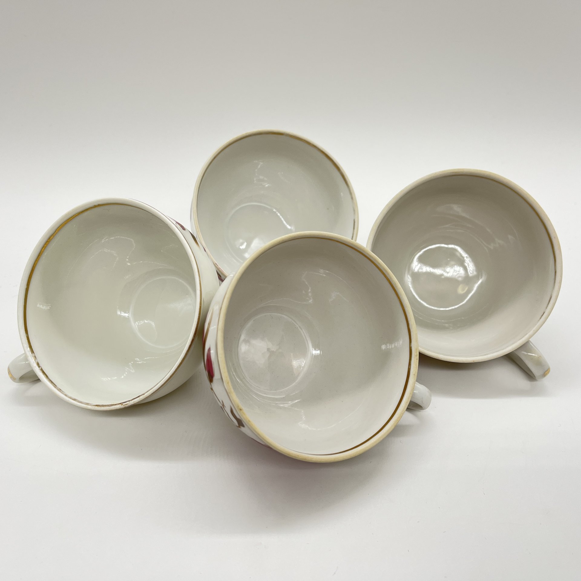 Набор из 4-х чайных чашек с цветочным декором, фарфор, роспись, золочение, Барановский фарфоровый завод, СССР, 1960-1970 гг., Барановский фарфоровый завод