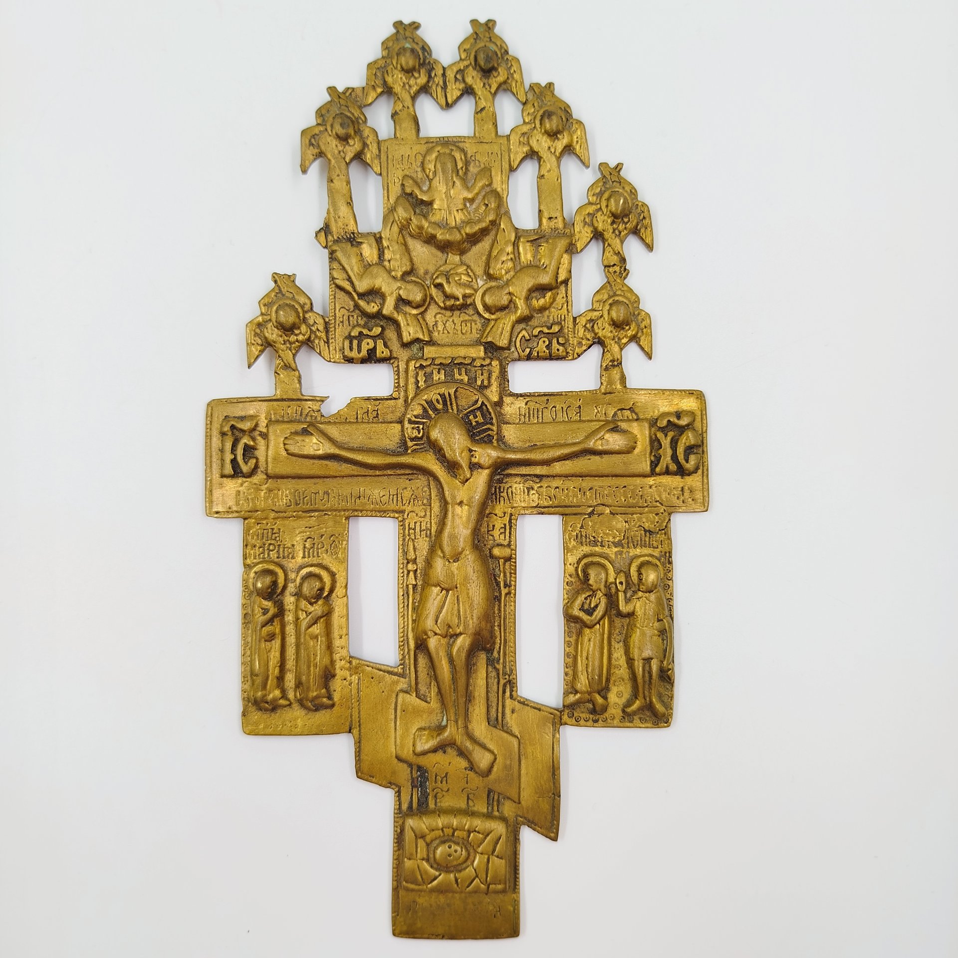 Крест киотный "Распятие Христово с предстоящими и херувимами" — фото 1