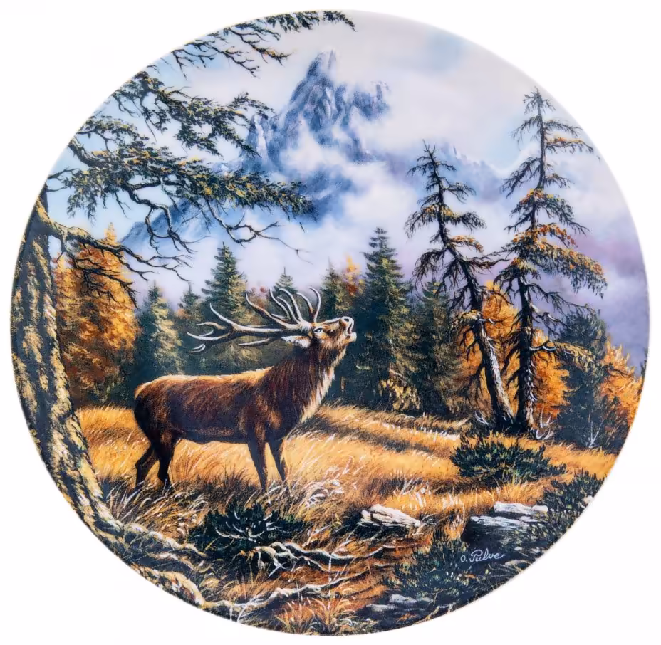 Тарелка настенная "Король леса", фарфор, деколь, мануфактура "Suisse langenthal", Швейцария, 1992 г., Suisse langenthal