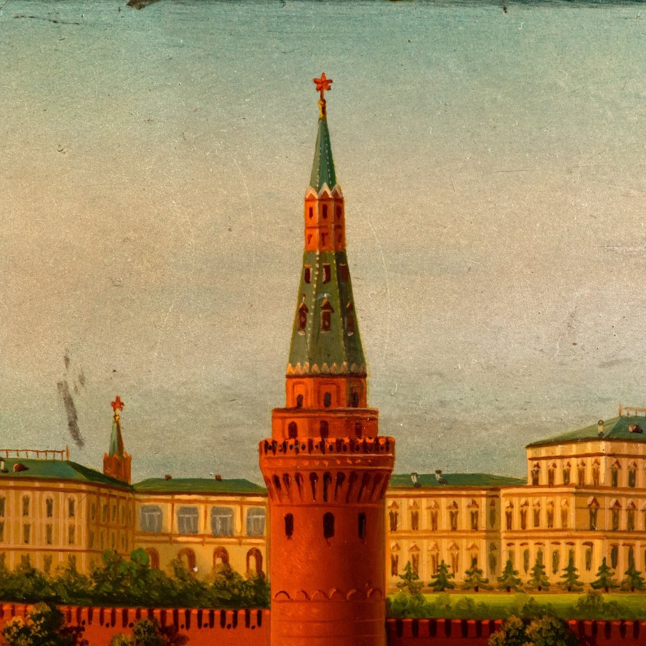 Шкатулка (лаковая миниатюра) "Кремль", папье-маше, лак, роспись, Федоскинская фабрика миниатюрной живописи (Федоскино), СССР, 1962 г., Федоскинская фабрика миниатюрной живописи (Федоскино)