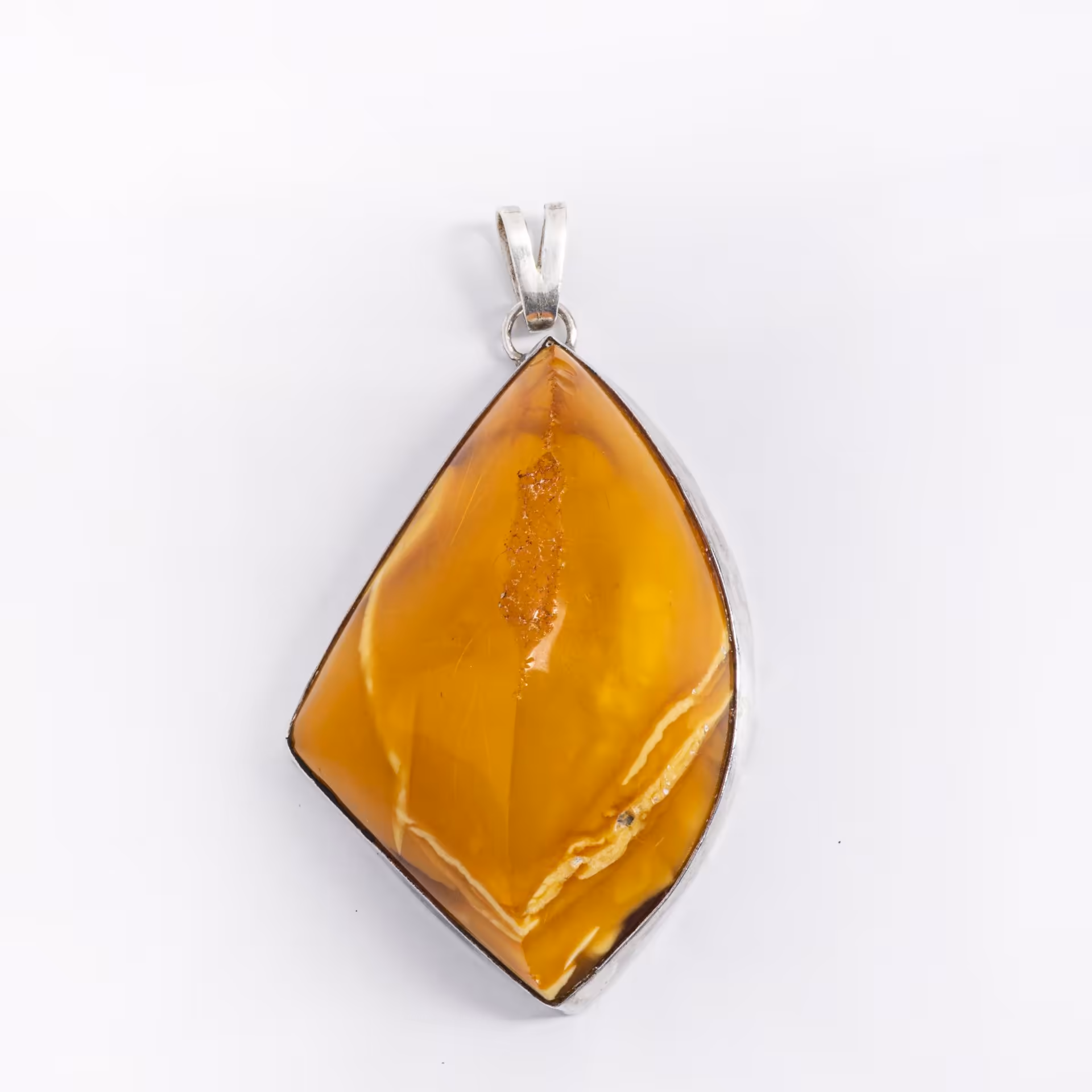 Кулон с вставкой из янтаря, металл, СССР, 1970-1990 гг.