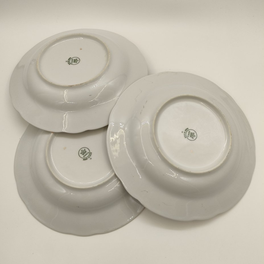 Набор из 3-х суповых тарелок из сервиза "Мадонна", фарфор, люстр, деколь, золочение, Kahla, ГДР, 1968-1987 гг.