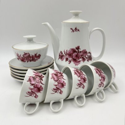 Сервиз кофейный с цветочным декором на 5 персон (12 предметов)
