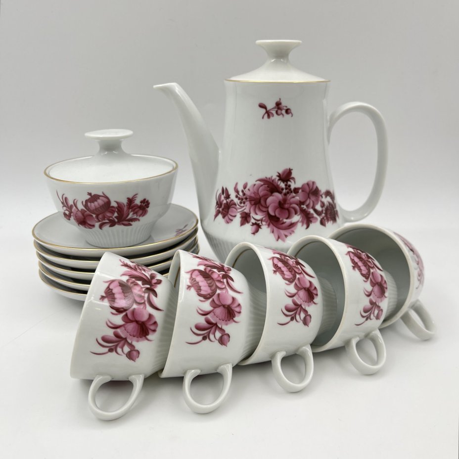 Сервиз кофейный с цветочным декором на 5 персон (12 предметов)