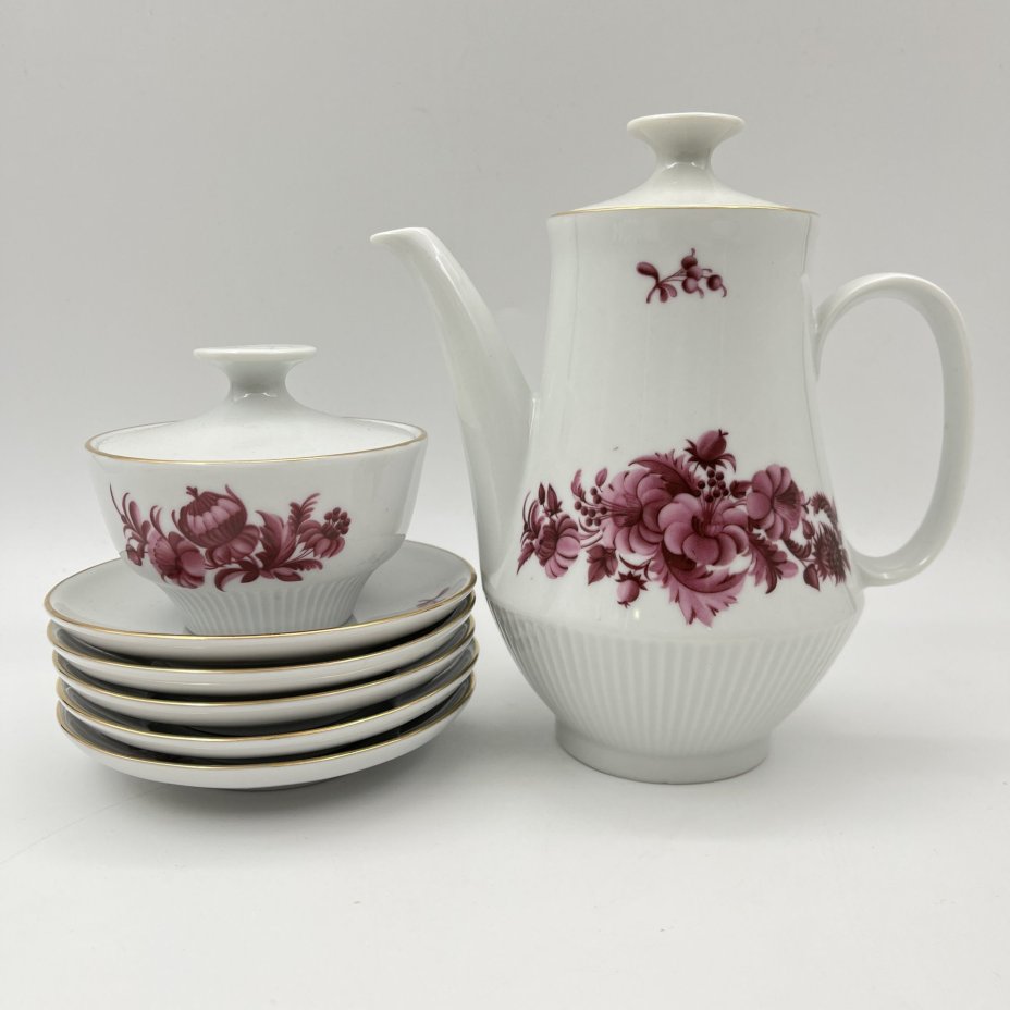 Сервиз кофейный с цветочным декором на 5 персон (12 предметов)