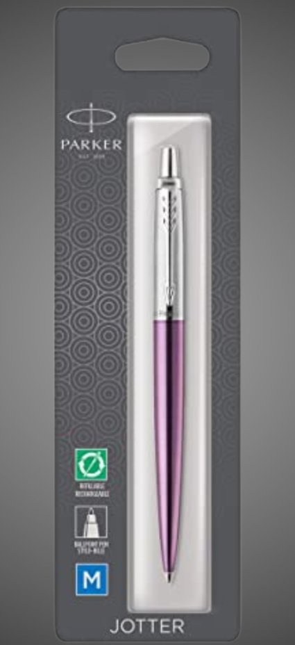 Шариковая ручка Parker "Jotter Victoria Violet Chrome CT", стержень:M, цвет чернил: blue в подарочной блистерной упаковке, Лаки и смолы: лак, сталь, хром