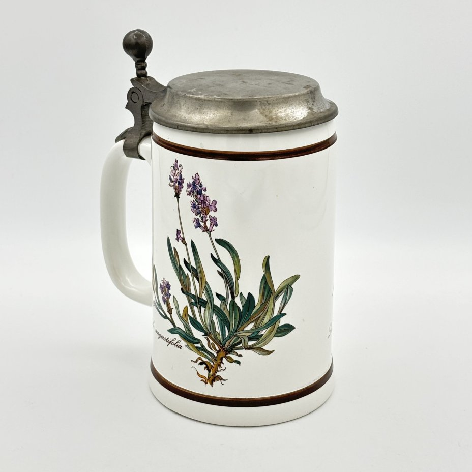 Кружка пивная, серия Botanica с изображением лаванды узколистной, фаянс, деколь, крышка - сплав металлов, Villeroy & Boch, Villeroy & Boch