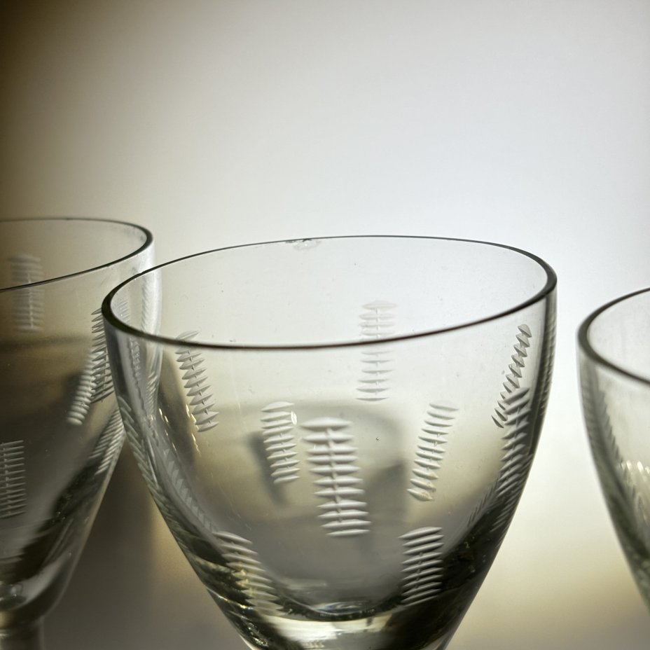 Набор из 4-х рюмок с лаконичным декором, стекло, СССР, 1970-1990 гг.
