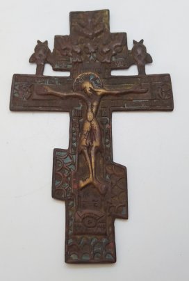 Крест киотный (малый, с херувимами), латунь, литье, эмали
