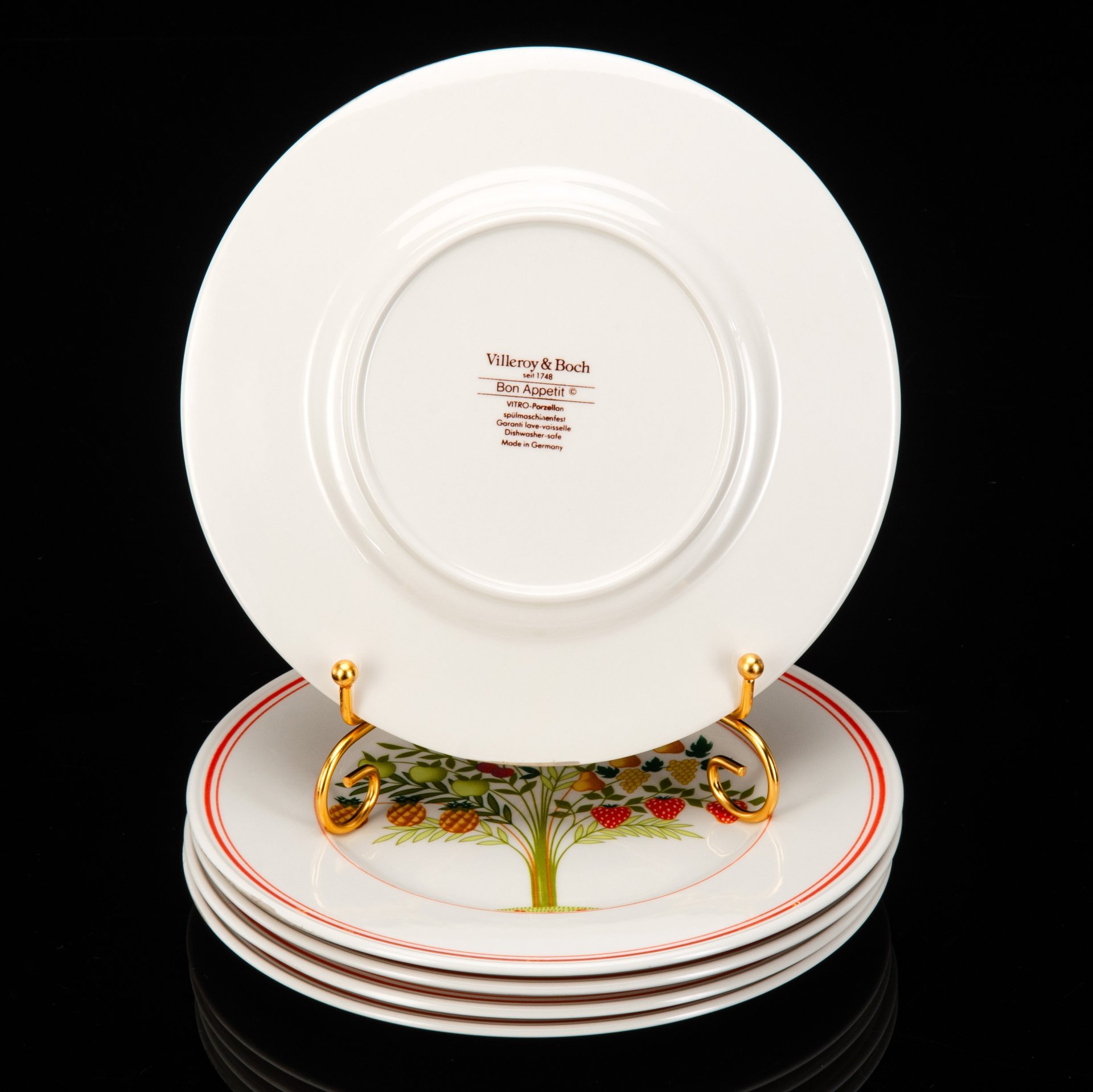 Набор десертных тарелок на 5 персон, коллекция Bon Appetit, фарфор, vitro, Villeroy & Boch, Германия, 1983-1989 гг.