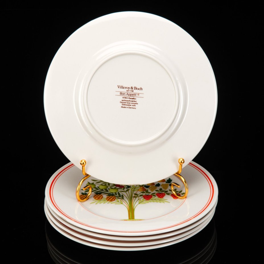 Набор десертных тарелок на 5 персон, коллекция Bon Appetit, фарфор, vitro, Villeroy & Boch, Германия, 1983-1989 гг.