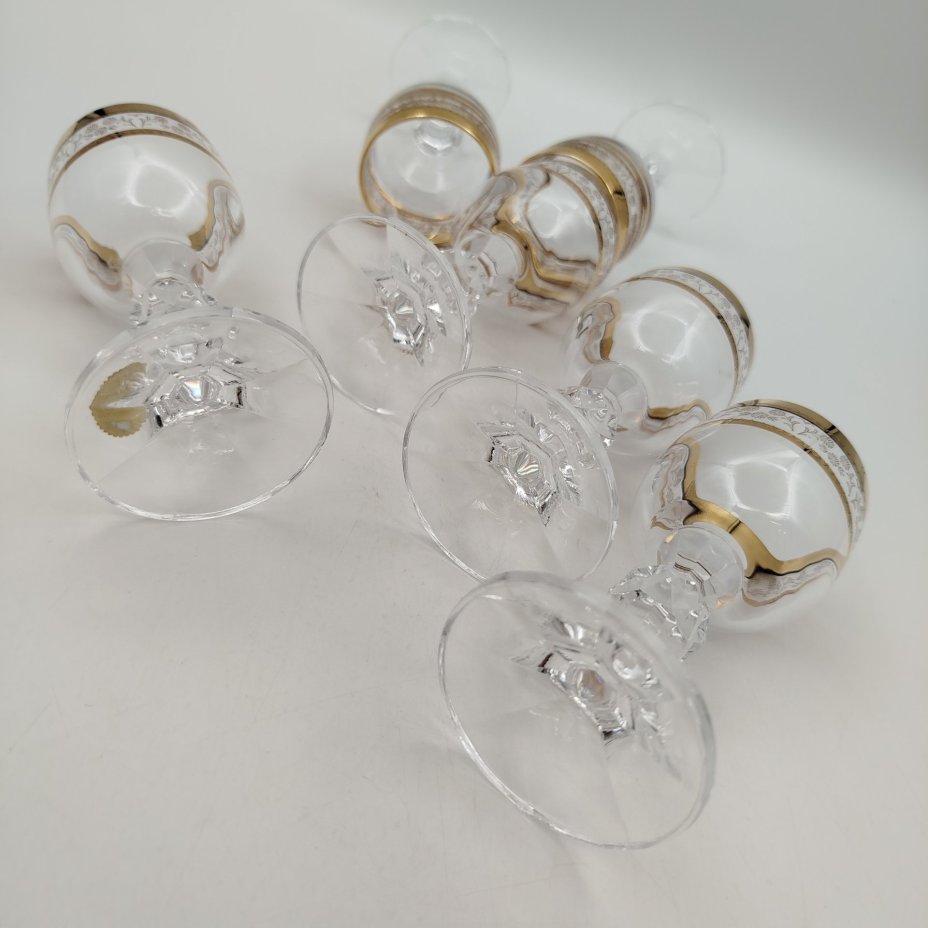 Набор из 6-ти рюмок с растительным декором, стекло, золочение, Bohemia Crystal (Bohemia Glass), Чехия, 1990-2010 гг.