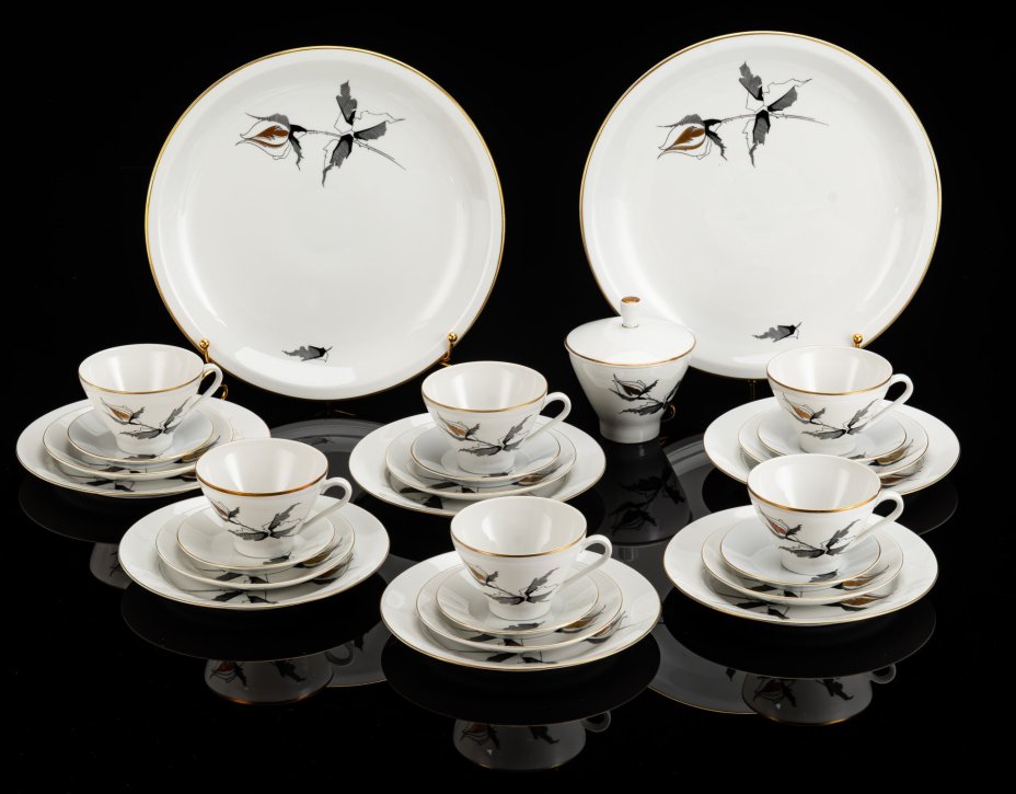 Сервиз чайный "Золотая роза" без чайника на 6 персон (27 предметов)