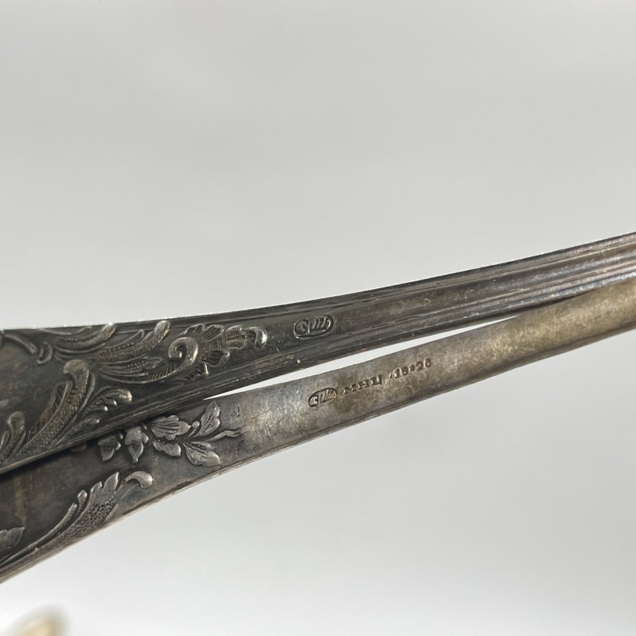 Набор из 2 столовых и 2 десертных ложек (подбор), мНЦ (медь-никель-цинк), Вольнянский завод столовых приборов им. Шевченко (ЗiШ, ЗиШ), СССР, 1970-1980 гг.