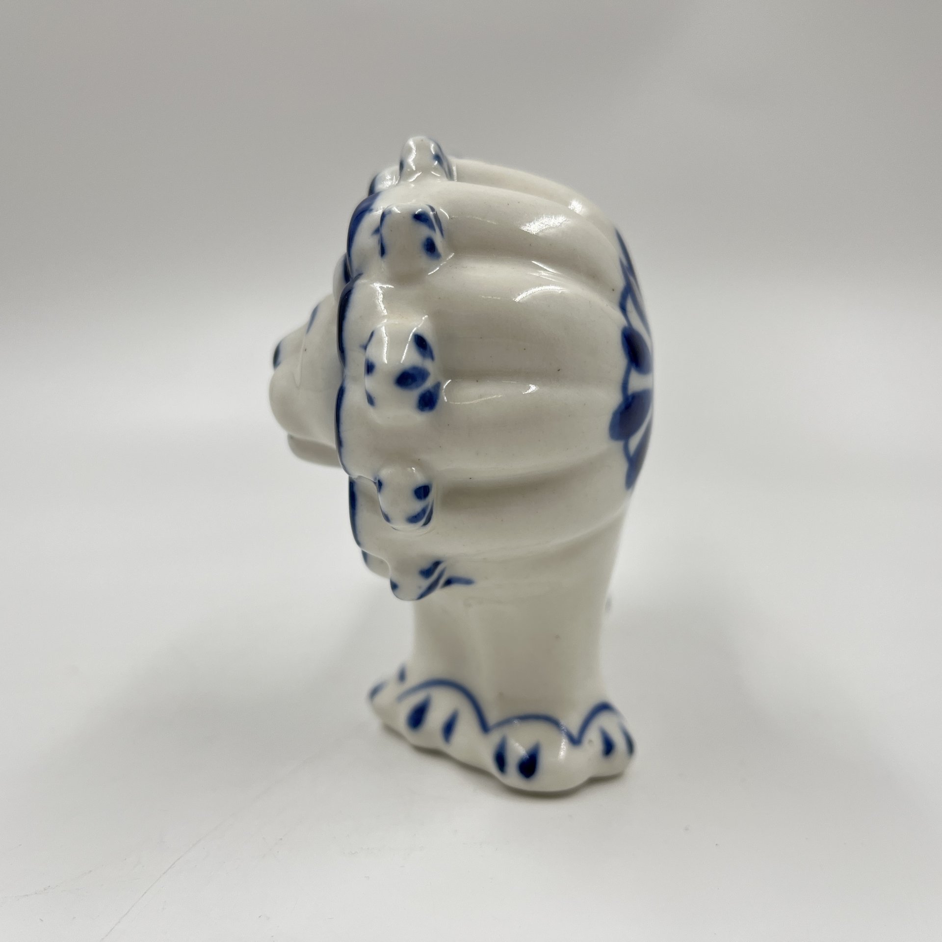Статуэтка "Лев", Гжель, фарфор, роспись, СССР, 1980-1990 гг.