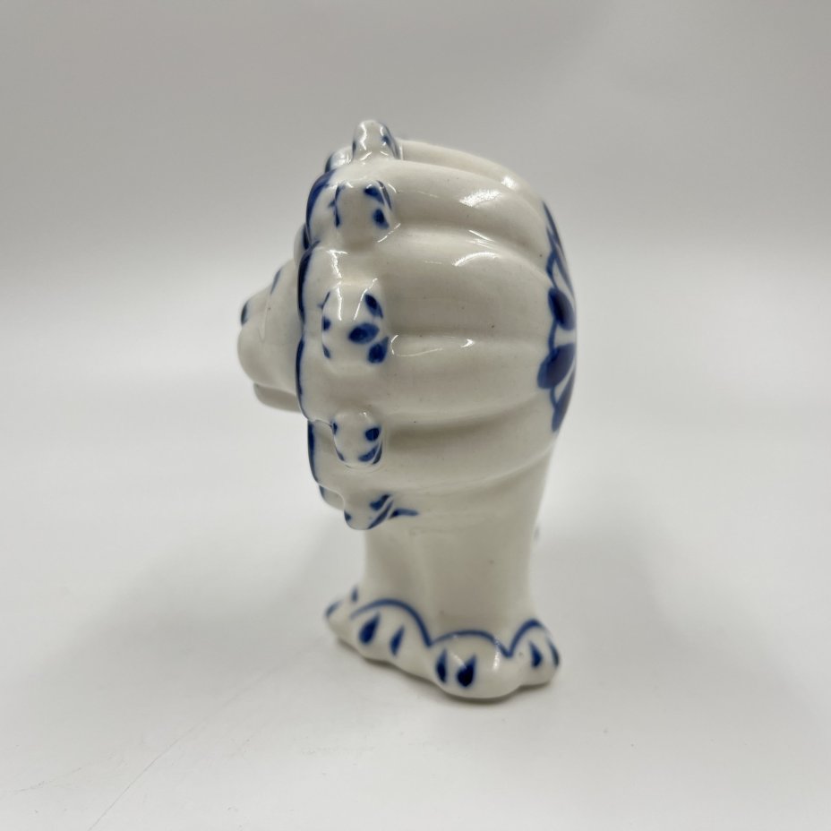 Статуэтка "Лев", Гжель, фарфор, роспись, СССР, 1980-1990 гг.