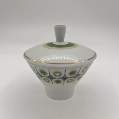 Сахарница с геометрическим декором в зеленом оттенке