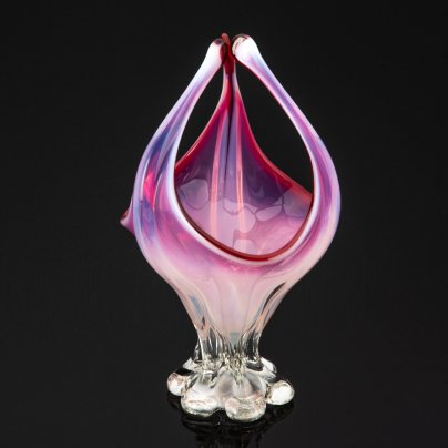 Ваза для десертов (конфетница) нежного розового  оттенка ,Cristallo Venezia, Murano
