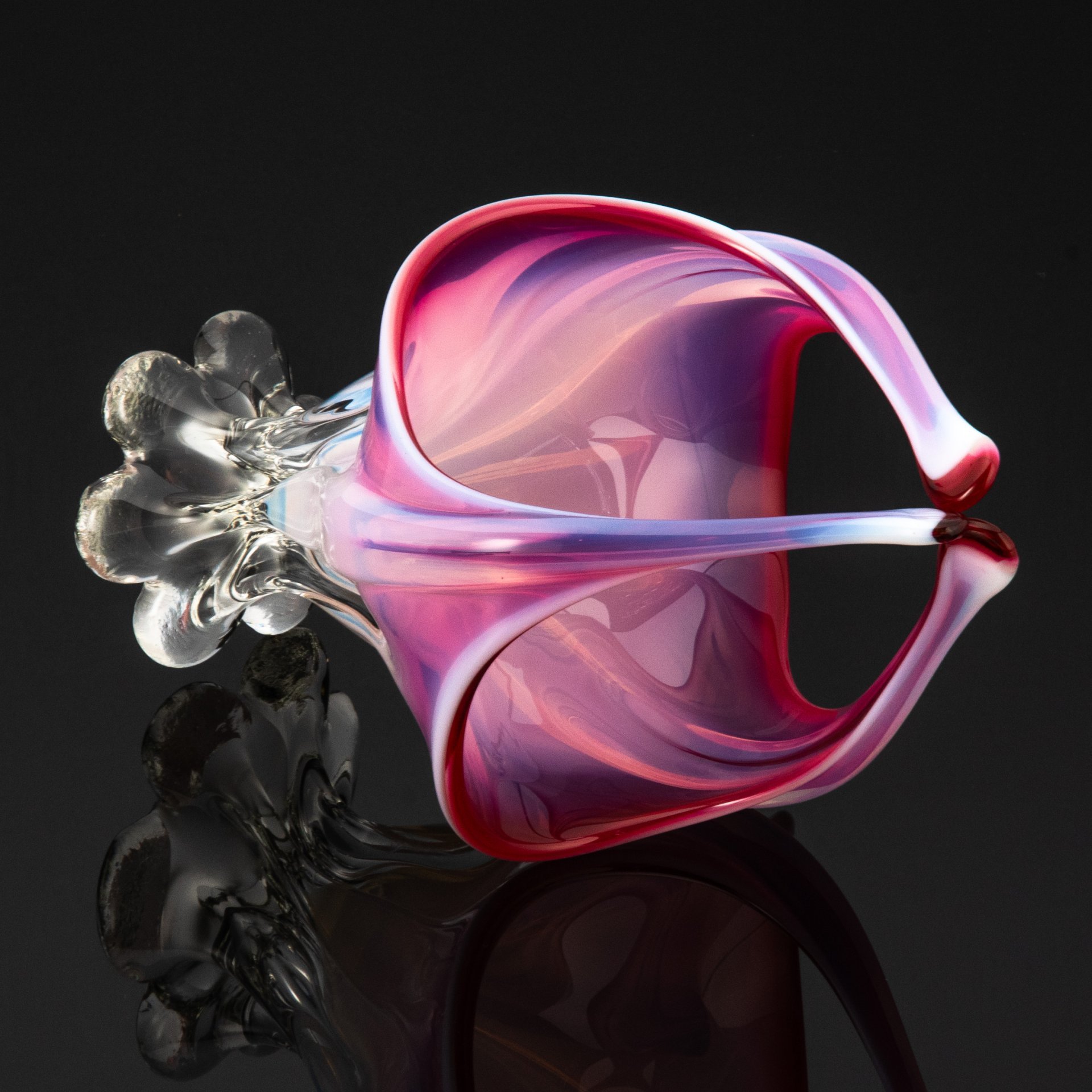 Ваза для десертов (конфетница) нежного розового  оттенка ,Cristallo Venezia, Murano