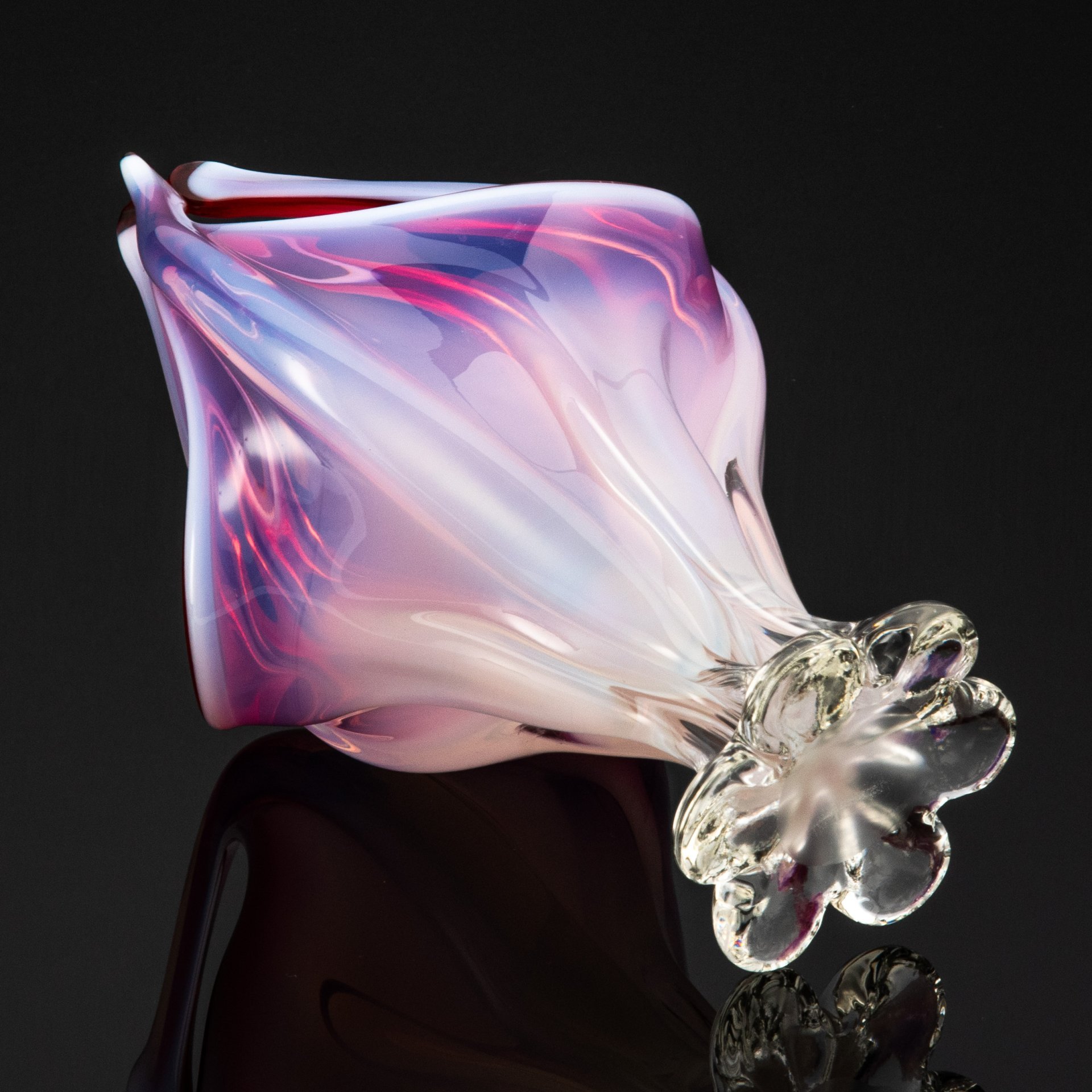 Ваза для десертов (конфетница) нежного розового  оттенка ,Cristallo Venezia, Murano