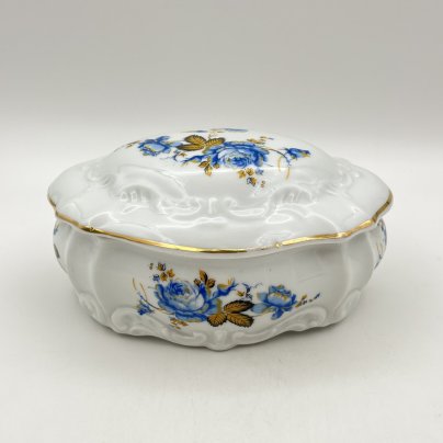 Шкатулка (бонбоньерка) с цветочным узором, Porcelanos Bertos, фарфор, деколь, золочение, Испания, 1970-1990 гг.