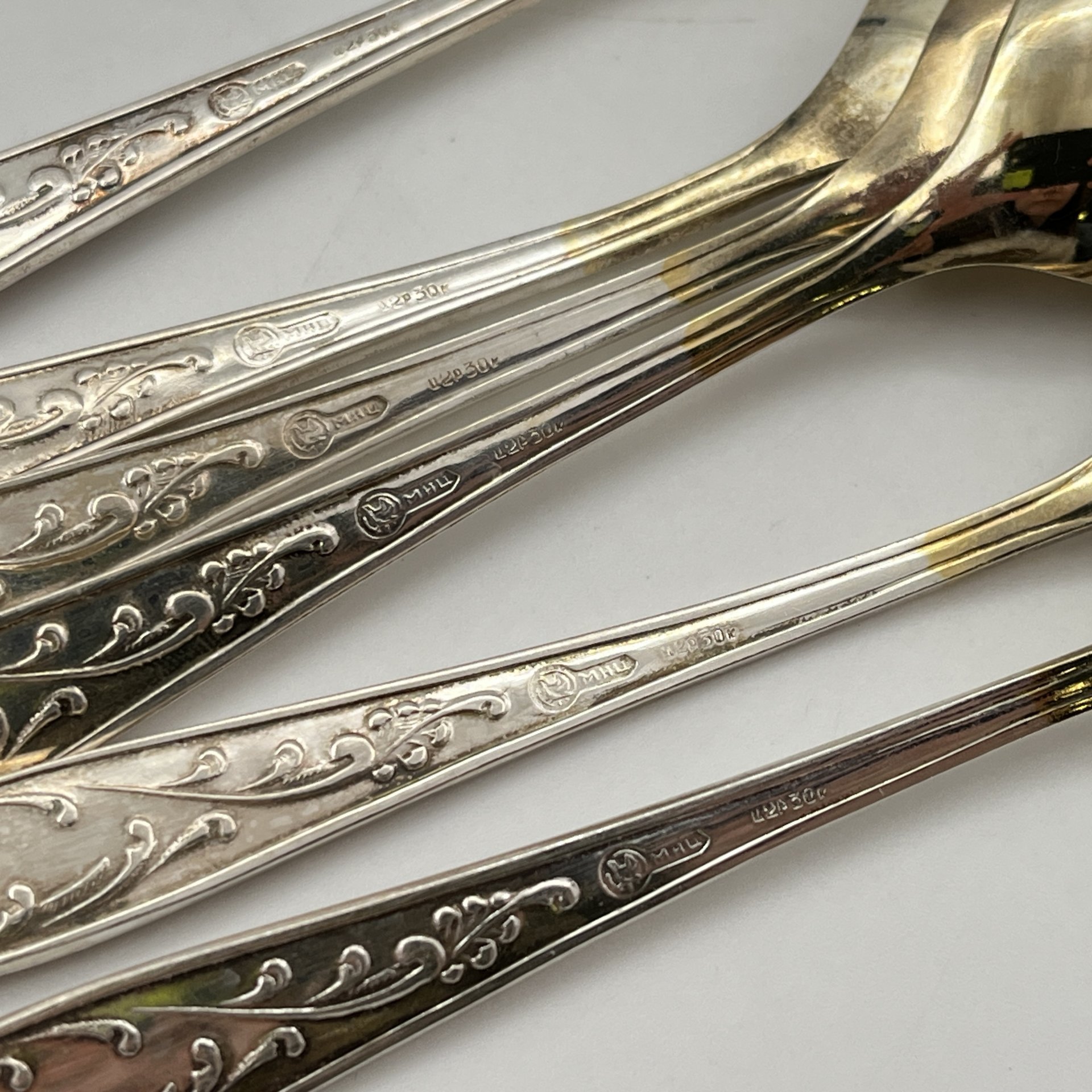 Набор чайных ложек "Пламя" на 6 персон, в футляре