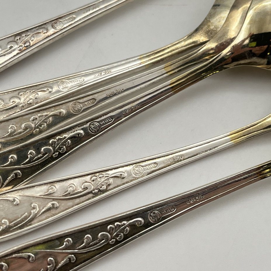 Набор чайных ложек "Пламя" на 6 персон, в футляре