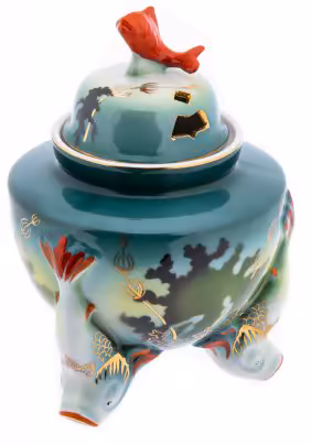 Светильник "Рыбки" (корпус), фарфор, роспись, золочение, Барановский фарфоровый завод (Барановка), СССР, 1960-1970 гг., Барановский фарфоровый завод