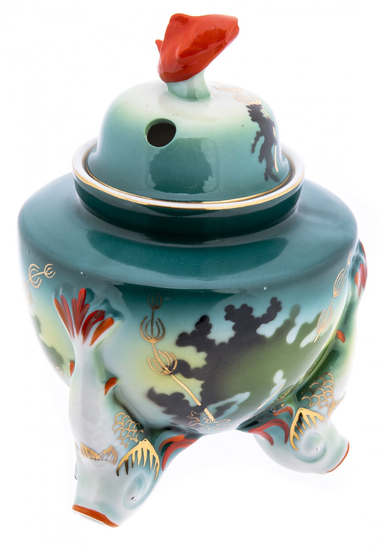 Светильник "Рыбки" (корпус), фарфор, роспись, золочение, Барановский фарфоровый завод (Барановка), СССР, 1960-1970 гг., Барановский фарфоровый завод