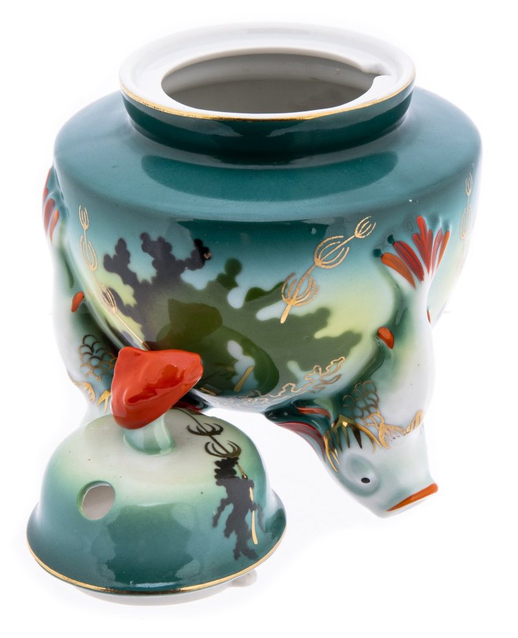 Светильник "Рыбки" (корпус), фарфор, роспись, золочение, Барановский фарфоровый завод (Барановка), СССР, 1960-1970 гг., Барановский фарфоровый завод