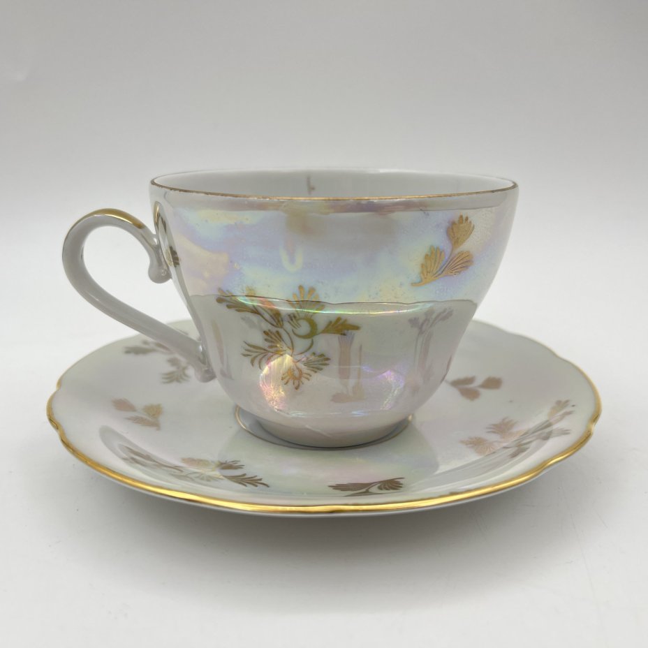 Чайная пара "Мадонна", фарфор, деколь, люстр, золочение, Kahla, ГДР, 1967-1987 гг.