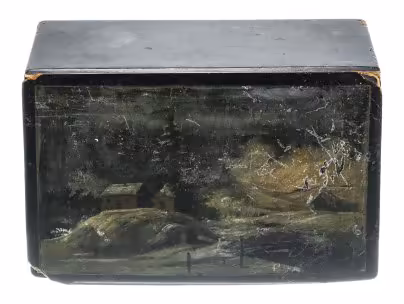 Шкатулка лаковая "Зимняя ночь", папье-маше, роспись,  СССР, 1960-1980 гг.