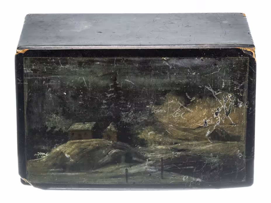 Шкатулка лаковая "Зимняя ночь", папье-маше, роспись,  СССР, 1960-1980 гг.