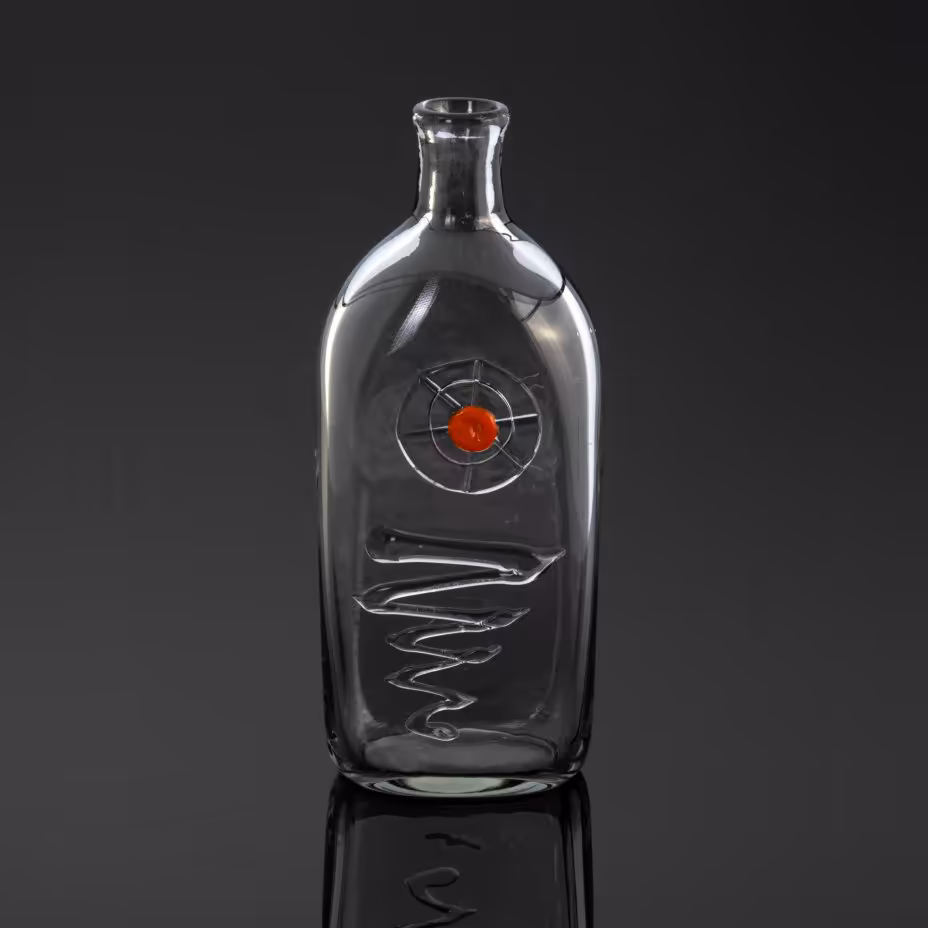 Бутылка с рельефными элементами на тулове