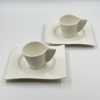Набор из 2 кофейных пар волнообразной формы, фаянс, Villeroy & Boch, Германия, 1990-2000 гг., Villeroy & Boch